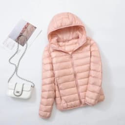 Women's Lightweight Casual Hooded Down Jacket Autumn Winter Minimalist Short Down Coats Female Solid Color Zipper Warm Outerwear