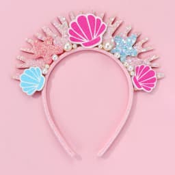Ocean-Themed Glitter Headband, Featuring Glittery Ocean Elements Paired with Pearl Decorations, Crown Flower Mermaid Headband, with a Dreamy and Exquisite Design, Suitable for Beach-Themed Parties, Dress-Up Occasions, and More, with a Sweet Style