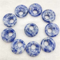 18mm Natural Gem Stone Quartz Crystal Amethyst Donut Charm Beads Pendant For Diy Jewelry Making Necklace Accessories 10pcs