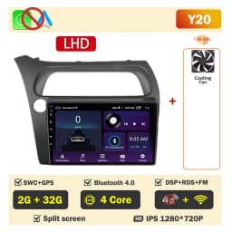 Car Radio Screen For Honda Civic Hatchback 2006-2011 Carplay Android Auto Player Multimedia 4G WIFI GPS Navigation 2Din Stereo