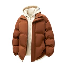 2026 Winter Men's Cotton Jacket Fake Two Piece Cotton Jacket Youth Winter Coat Korean Edition Trendy Thick Cotton Coat New Style
