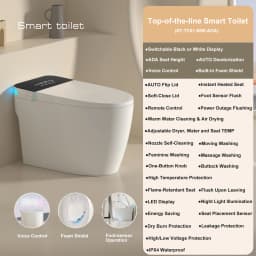 Smart Toilet with Built-in Bidet, AUTO Open/Close, Warm Water Sprayer, AUTO Dual Flush, Heated Bidet Toilet Seat for Bathrooms