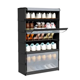 Shoe Rack, 8 Compartments, Shoe Cabinet with Doors, for 24 Pairs, Modular Plastic Shelf, for Entryway, Bedroom, Hallway