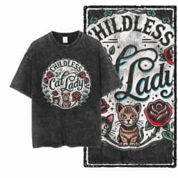 Cool Cotton Cat Printed Retro Washed Distressed Men t-shirt Black Big Size T Shirt For Men Unique Graphic Tshirt Tee G52
