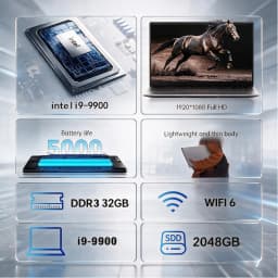 15.6' Ultra Slim Gaming Laptop 32GB 2TB Intel Core I9-9900 Windows 11 1920x1080 HD Display Office Study Computer PC