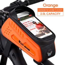 WEST BIKING Waterproof Bicycle Bag Cycling Top Tube Front Frame Bag 7.4 Inches Phone Case Storage Touch Screen MTB Road Bike Bag