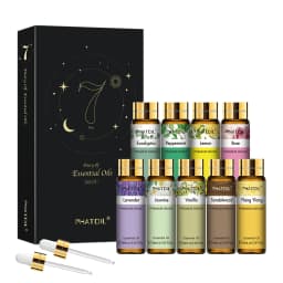 PHATOIL 9PCS Gift Set 10ml Pure Natural Essential Oils Kit Vanilla Sandalwood Lemon Eucalyptus Lavender Rose Essential Oils Set