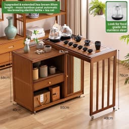 2025 Hot Selling Portable Tea Table with Heating Kettle for Home Balcony Tea Ceremony