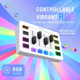 FIFINE Gaming USB Mixer with 4-Channels/XLR Microphone Interface/RGB, Sound Mixer for Game Podcast Streaming AmpliGame SC3W