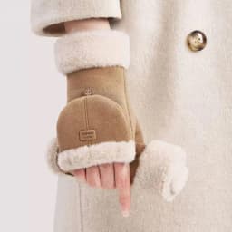 Thicken Flip Cover Suede Gloves Warm Velvet Touch Screen Wool Lining Half Finger Gloves Winter Outdoor Writing Student Gloves