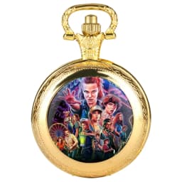 Famous Teleplay Design Personalized Character Set Black Dome Glass Quartz Pocket Watch Men Women Necklace Pendant Clock Gifts