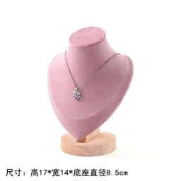 New Solid Wood Pink Velvet Jewelry Display Stand Ring Earrings Bracelet Necklace Watch Pendant Storage Display Stand