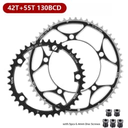 VXM Bicycle Double Chainring 130BCD 39T 53T 42T 55T 46T 56T Road Bike Crankset Riding Disc Aluminum Chainwheel Folding Bike Disc