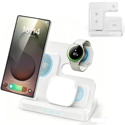 4 in 1 Wireless Charger Alarm Clock Stand For Samsung S26 S25 Galaxy Watch 8 7 6 5 Active 2 Buds4 Pro 3/2 Fast Charging Station