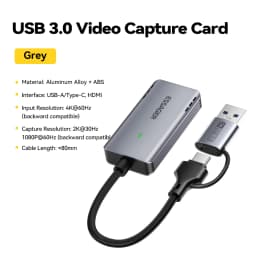 Essager 2 in 1 USB 3.0 Video Capture Card 4K HDMI to USB/Type-c Gaming Live Streaming Grabber Record For Switch Video Recorder