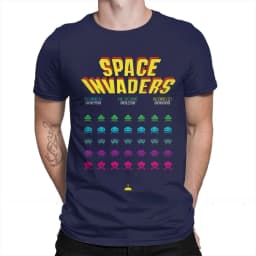 Men 100% Cotton Short Summer Sleeve Casual Plus Size Shirt Adults 70s 80s Arcade Game Space Invaders T-Shirt oversized harajuku