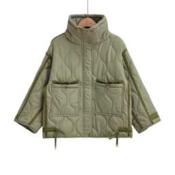 Vintage Stand-Collar Argyle Light Cotton Jacket , 2025 Korean Style Autumn Winter Women's Loose Long-Sleeve Casual Cotton Jacket