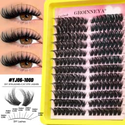 GROINNEYA Lashes Clusters Fluffy Volume Lash Clusters Bottom Lashes Wispy Eyelashes DIY Lash Extension Individual Lashes