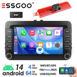 ESSGOO 7" Android 14 Car Radio for VW Caddy Life 2K Facelift with Rear View Camera and Brake Light Carplay Android Auto FM WIFI