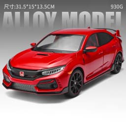 Large Size 1:18 HONDA CIVIC TYPE-R FK8 Hatchback Alloy Sports Car Model Diecasts Metal Track Racing Car Vehicles Model Kids Gift
