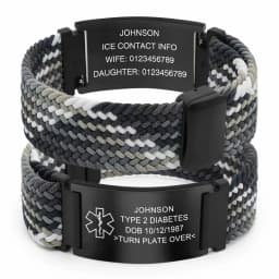 Personalized Medical Alert Bracelet Elastic Nylon Custom Engraved Tag Medical ID Bracelet Adjustable Keepsake Gift for Health