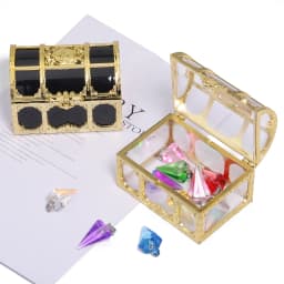 2Pcs Transparent Storage Vintage Organizer Box Treasure Chest Pirate Treasure Box Crystal Gem Jewelry Box Plastic Earrings Chest