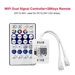 DC12-24V 28Key Dual Output Music LED Controller Wifi Pixels For 3Pin Individually Addressable 5050 RGB Strip Light Ring Panel
