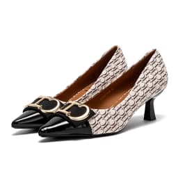 CHCH Women's Pumps Simple Retro Letter Printed Women's Shoes for Business Commute