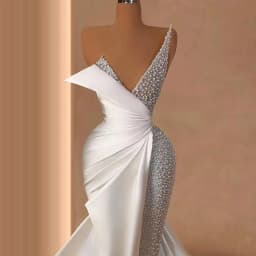 Elegent Strapless Pearls Wedding Dresses Luxury 2015 Mermaid Style for Bride Sweep Train Bridal Gown Vestido de novia Customized