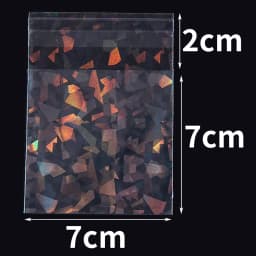 50pcs Holographic Laser Self Adhesive Bag Transparent Laser Fragment Plastic Pouch for Flash Badge Package Bag Card Sleeves
