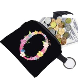 Women's Wallet Coin Purse Small Object Bag Key Ring Buckle Organizers Bags Black Canvas Pink Letter Pattern Print Series