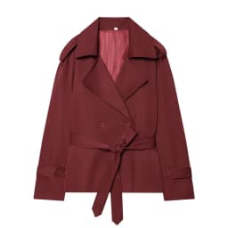 Women's Coat 2026 Autumn New Style Solid Color Long Sleeve Belted Short Trench Coat European and American Personalized Fashion