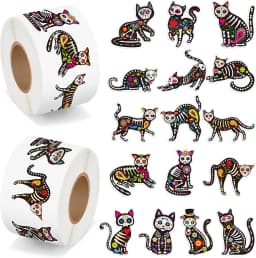 500pcs Skull Sticker Halloween Candy Skull Sticker Dia De Los Muertos Mexico Day of the Dead Sticker for Halloween Party Gift De