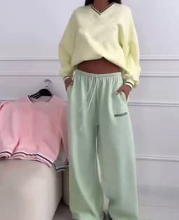 Casual Solid Color Trousers Autumn New Style Elastic Waist Lace Up Letter Embroidered Sweatpants Fashion Sports Style Pants