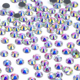 QIIY SS3-SS50 Crystal AB Black Glass Rhinestones Hot-fix Flatback Iron On Stones For Wedding Dress Fabric Clothes Decoration