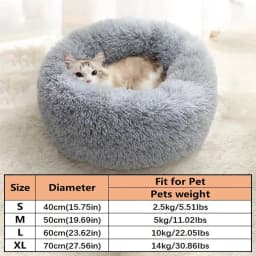 Soft Long Plush Cat House Beds Dog Calm Warm Faux Fur Bed Donut Round Comfortable Sleeping Bed Washable for Small Medium Dog Cat