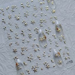 Elegant Gold Scepter 5D Nail Art Stickers Gorgeous Gemstone Luxury Courtly Pattern Necklace Frame Self Adhesive Manicure Decals