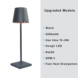 Rechargeable 3 Color Stepless Dimming Desk Lamp 5000mAh Portable LED Desk Lamp for Restaurant Bedroom Bars Home Patio Outdoor