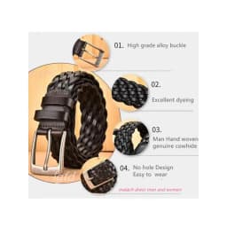 3.5cm Wide Men Real Cowhide High Quality Belts Full Grain Genuine Belt Without Leather Box Knitting Woven Hand 110cm 120cm Brown