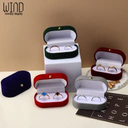 Wedding Ring Packaging Box Ear Studs Holder Velvet Engagement Couple Ring Box Valentine Gift Double Rings Storage Display Case