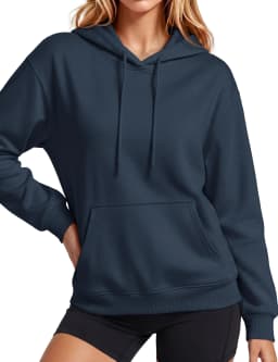 TACVASEN Women Fleece Lined Pullover Hoodie Solid Color Warm Hooded Sweatshirt with Kangaroo Pocket Adjustable Drawstring Casual