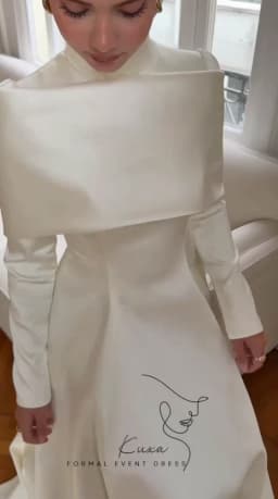 KUXA Customized Muslim Elegant Wedding Dresses A-Line Floor-Length Full Sleeves Buttons Pleated فساتين طويلة 2026