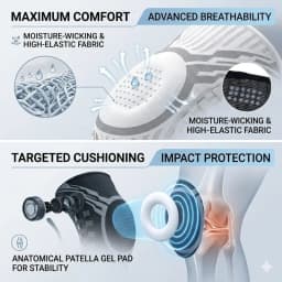 Ergonomic Joint Pain Relief Compression Knee Brace Patella Support Meniscus Sleeve Men Women Running Basketball Gym Workout Gear