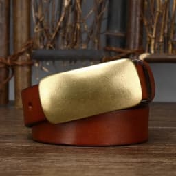 3.3cm Pure Cowskin Men Belt Genuine Leather Belt High Quality Smooth Brass Buckle Strap Male Jeans Luxury Designer Belts for Man