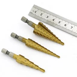 3pcs 1 / 4 " Titanium Coated Metal Hex Core Drill Bits Hss Step Drill Bit Set Cone Hole Cutter Taper Metric 4 - 12 / 20 / 32mm