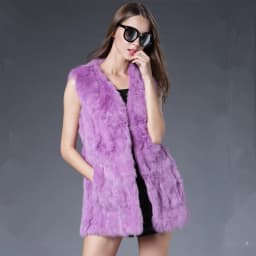Fancy Rani Real Rabbit Fur Vest Natural Jacket For Women Fashion Leather Autumn Winter Spring Outwear High Quality