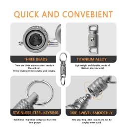 Titanium Alloy Knurling Keychain Quick Dismantling 360 Degree Rotation Portable Firmness Corrosion Resistance Outdoor EDC Tool
