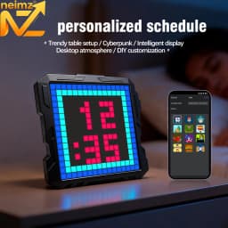 Bluetooth LED Matrix Pixel Screen DIY Graffiti Animation Art Display Panel with Night Light Cool Mecha Frame for Game Room Decor