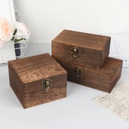 Vintage-Inspired Wooden Boxes With Lid Square Hinged Jewellery Craft Storage Box For Home Decoration DIY Hand-Made Mother's Day