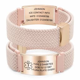 Personalized Medical Alert Bracelet Elastic Nylon Custom Engraved Tag Medical ID Bracelet Adjustable Keepsake Gift for Health